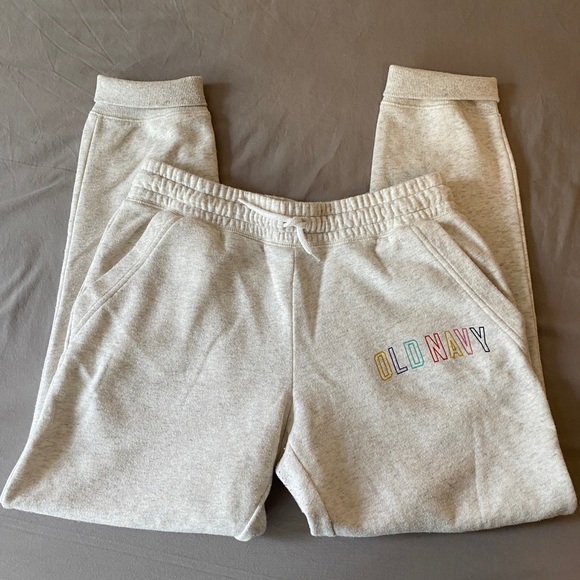 Old Navy Girls Fleece Joggers 14 XL PLUS Sweatpants Oatmeal Heather LOGO - Picture 2 of 6